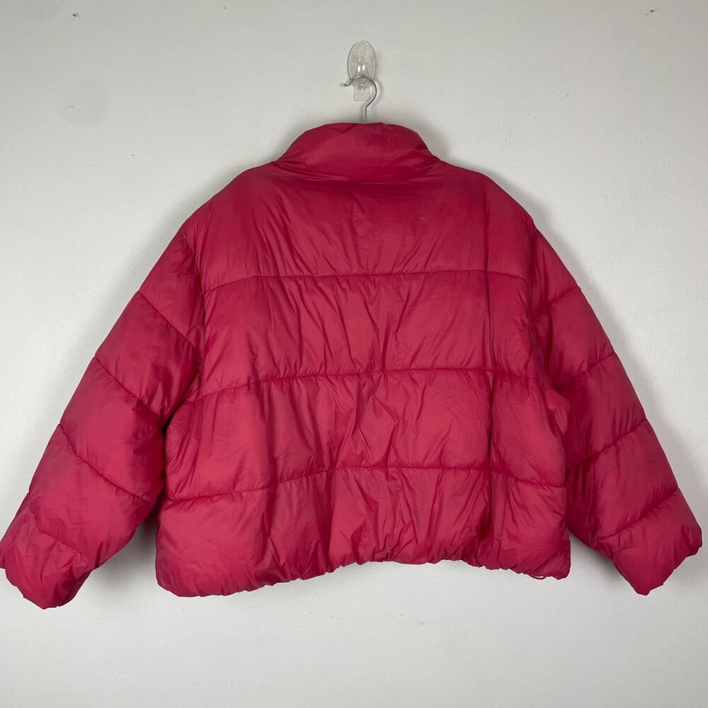 Old Navy Womens XXL Water-Resistant Puffer Jacket Cropped Red Zip‎ Pockets Fall - Picture 7 of 10